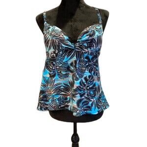 Maidenform Underwire Swimsuit Top Size  36 B w/ Adjust Straps Turquoise & Black